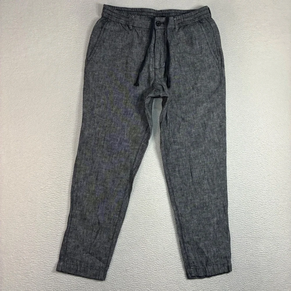 Banana Republic Linen Blend Pants Men 31x27 Black Athletic Chino Summer Cropped